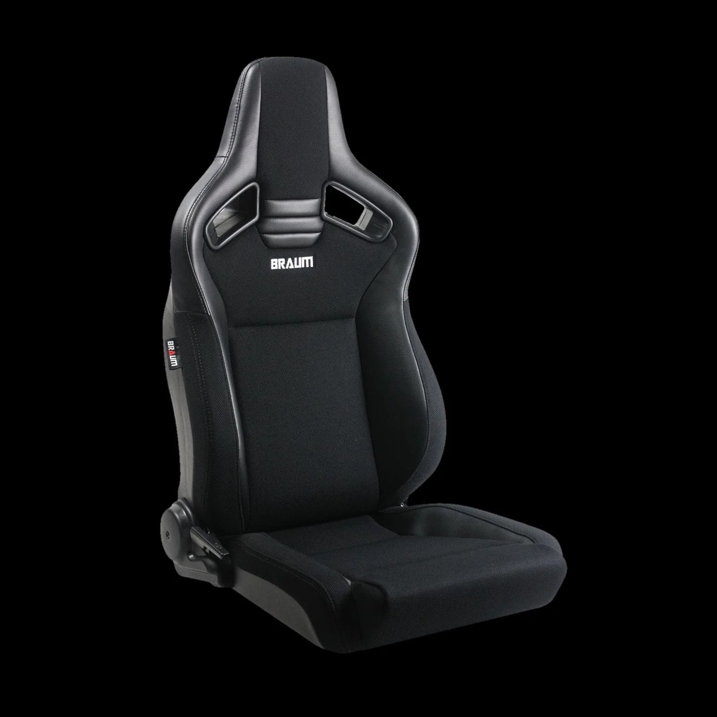 BRAUM ELITE V2 Series Sport Reclinable Seats (Black Leatherette | Black Polo | Low Bolster Version) - Priced Per Pair