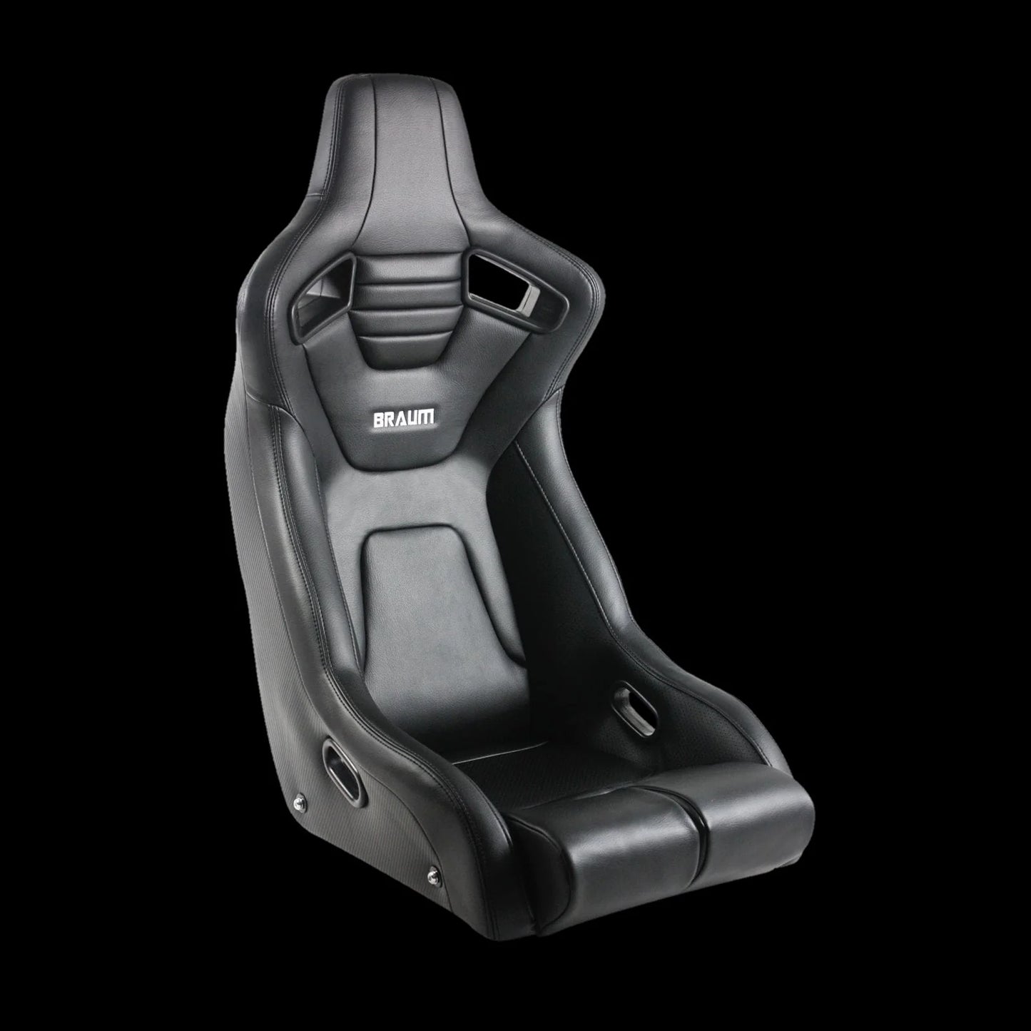 BRAUM ELITE-R Fixed Back Bucket Seat (Black Leatherette | Black Stitching) – Priced Per Seat