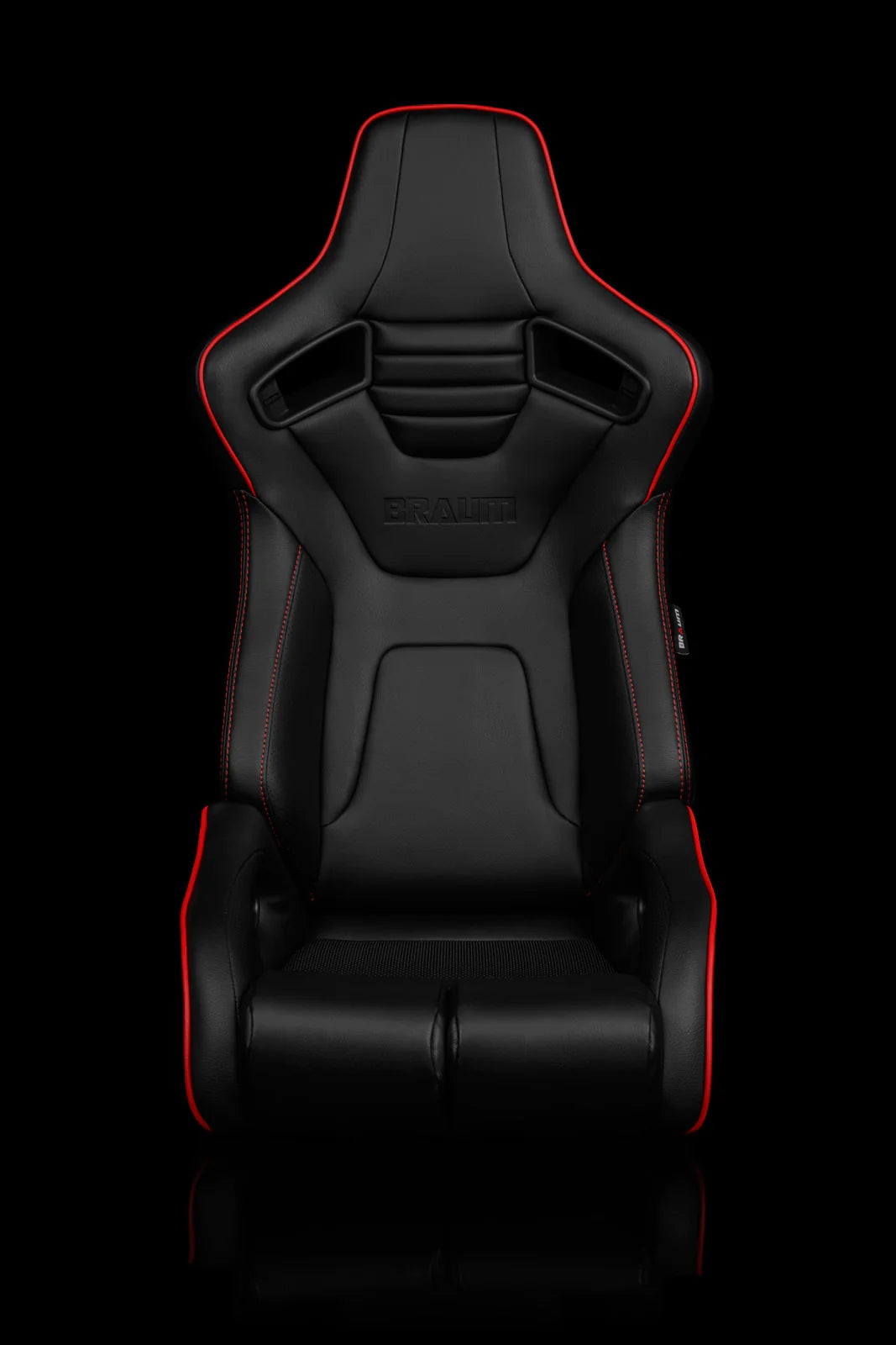 BRAUM ELITE-R Series Sport Reclinable Seats (Black Leatherette | Red Trim) – Priced Per Pair