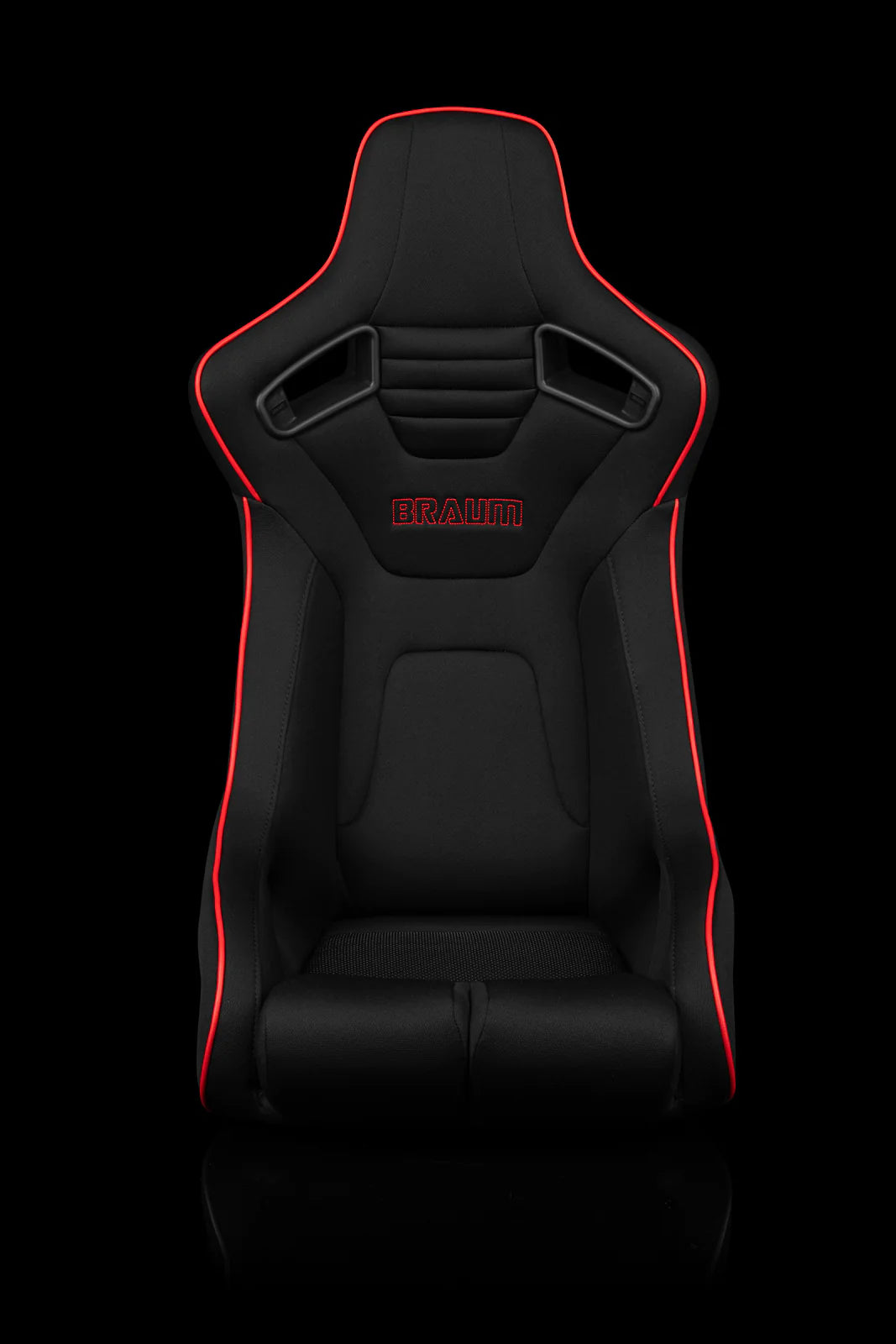 BRAUM ELITE-R Fixed Back Bucket Seat (Black Cloth | Red Trim) – Priced Per Seat