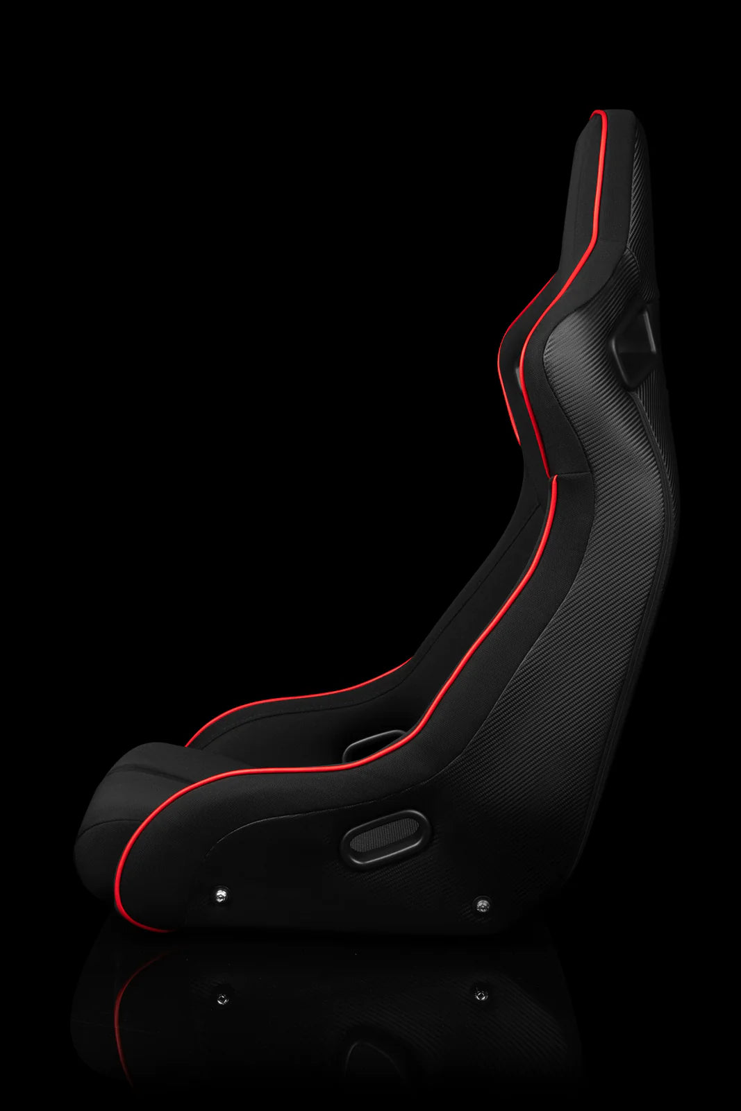 BRAUM ELITE-R Fixed Back Bucket Seat (Black Cloth | Red Trim) – Priced Per Seat
