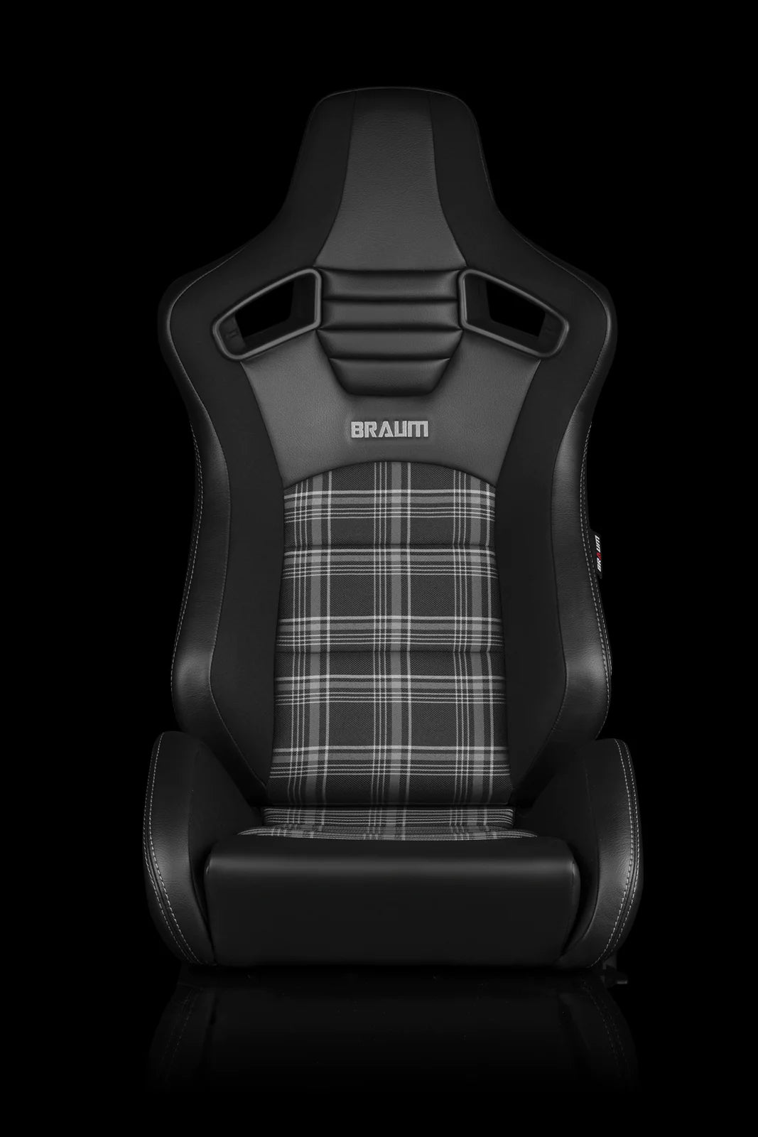 BRAUM ELITE-S Series Sport Reclinable Seats (Black Leatherette | Grey Plaid) – Priced Per Pair