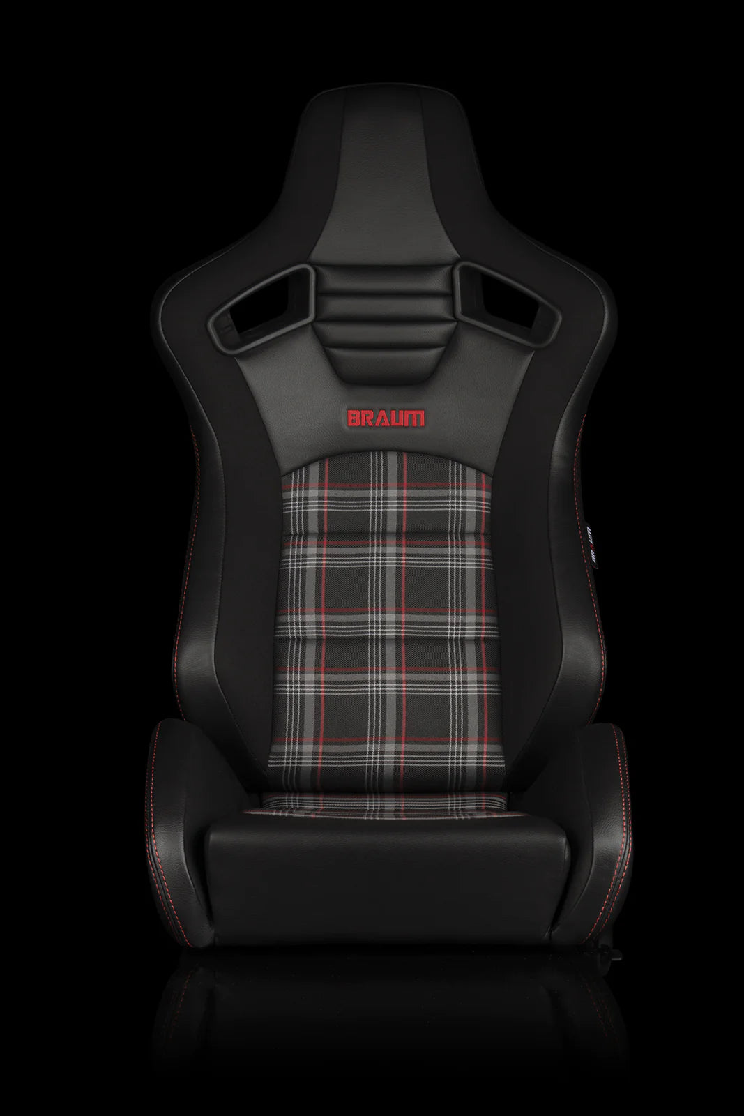 BRAUM ELITE-S Series Sport Reclinable Seats (Black Leatherette | Red Plaid) – Priced Per Pair