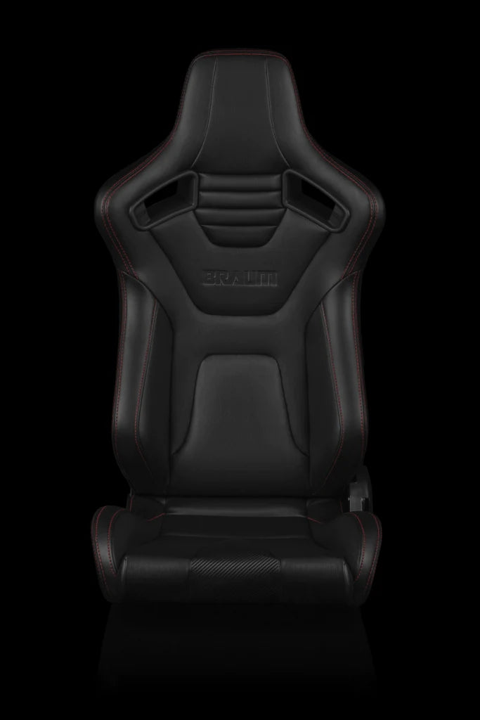 BRAUM ELITE-X Series Sport Reclinable Seats (Black Leatherette | Red Stitching) – Priced Per Pair