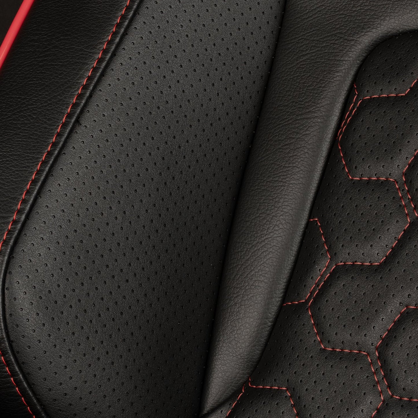 BRAUM ELITE-X Series Sport Reclinable Seats (Black Leatherette | Honeycomb | Red Trim) – Priced Per Pair