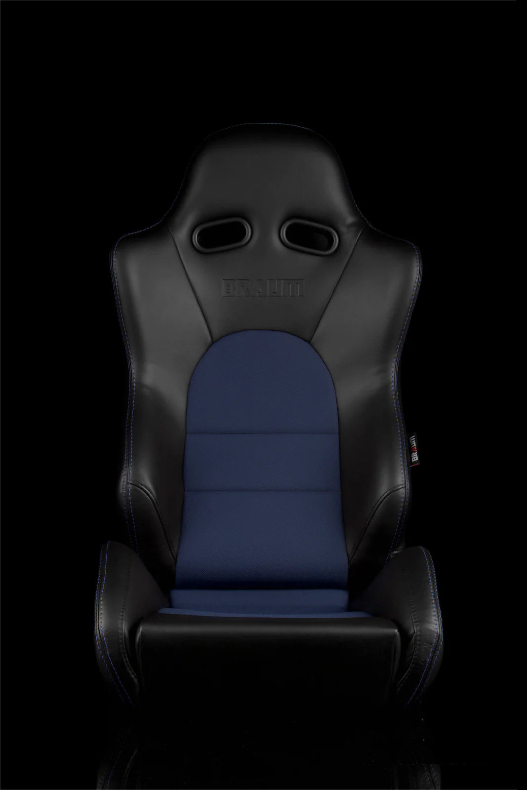 BRAUM ADVAN Series Sport Reclinable Seats (Black Leatherette | Blue Cloth) – Priced Per Pair