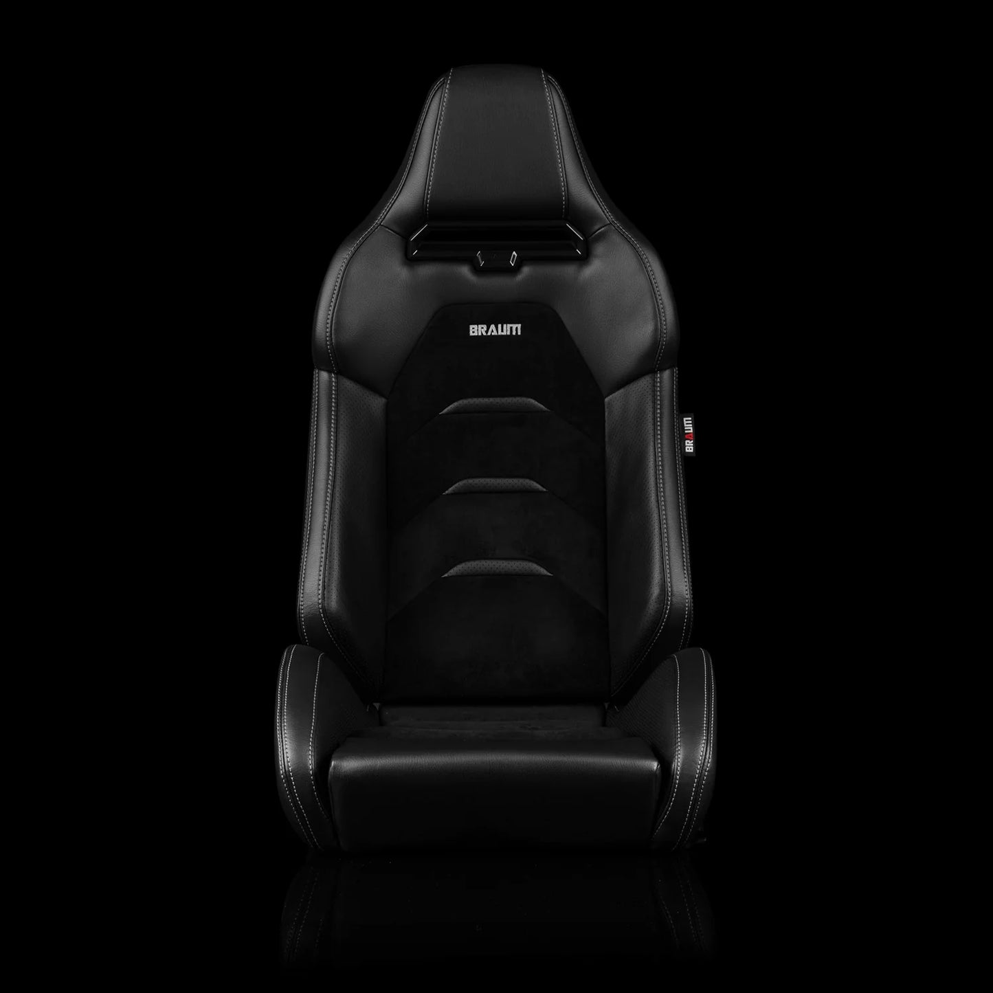 BRAUM VIPER-X Series Sport Reclinable Seats (Black Leatherette | Black Suede Inserts | Black Trim) – Priced Per Pair