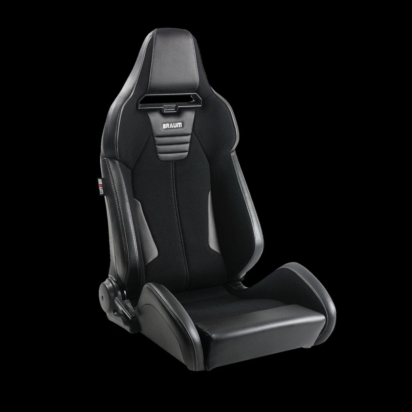 BRAUM ELITE-X Series Sport Reclinable Seats (Black Polo | Black Leatherette | Grey Stitching) – Priced Per Pair