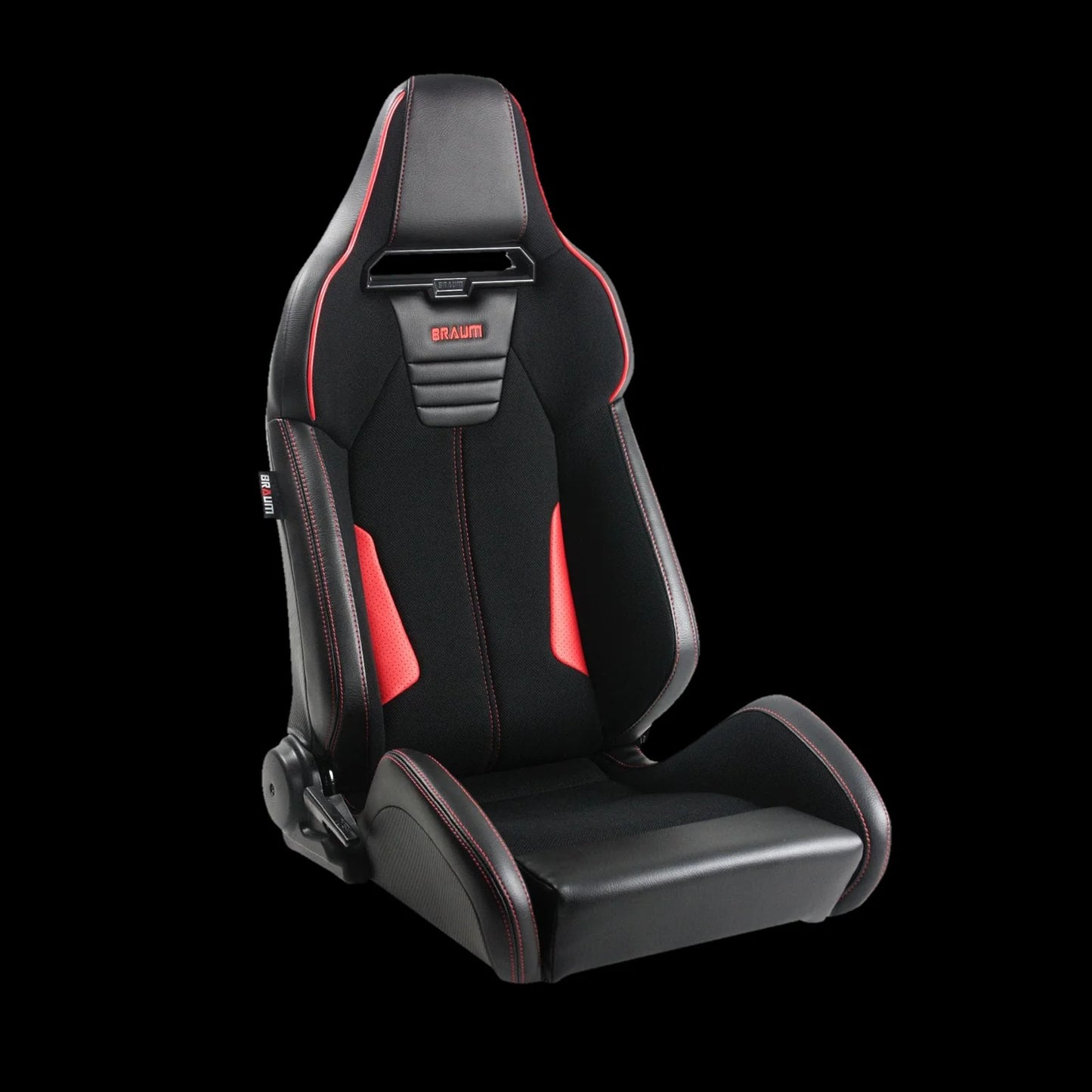 BRAUM ELITE-X Series Sport Reclinable Seats (Black Polo | Red Leatherette | Red Stitching) – Priced Per Pair