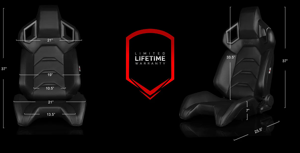 BRAUM ALPHA-X Series Sport Reclinable Seats (Black Leatherette | Carbon Inserts) – Priced Per Pair