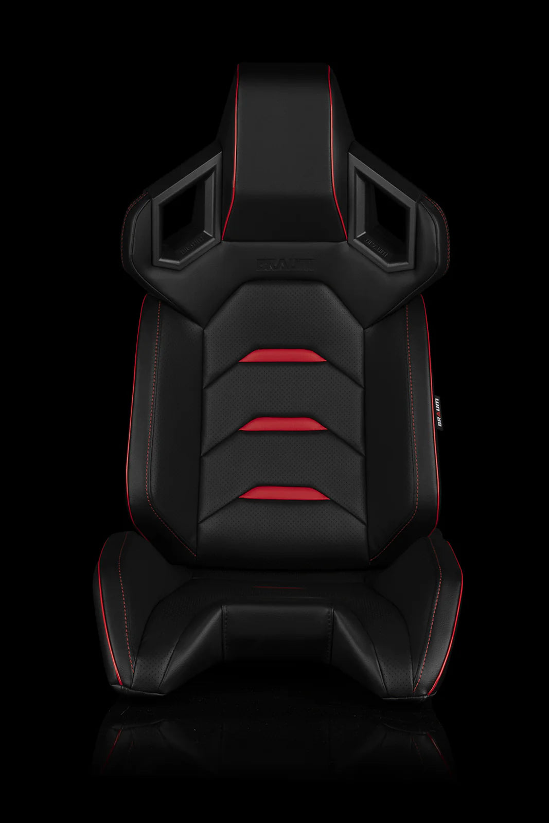 BRAUM ALPHA-X Series Sport Reclinable Seats (Black Leatherette | Red Inserts) – Priced Per Pair