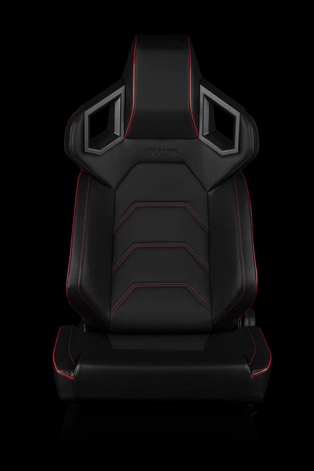BRAUM ALPHA-X Series Sport Reclinable Seats (Black Leatherette | Red Stitching | Low Base Version) - Priced Per Pair