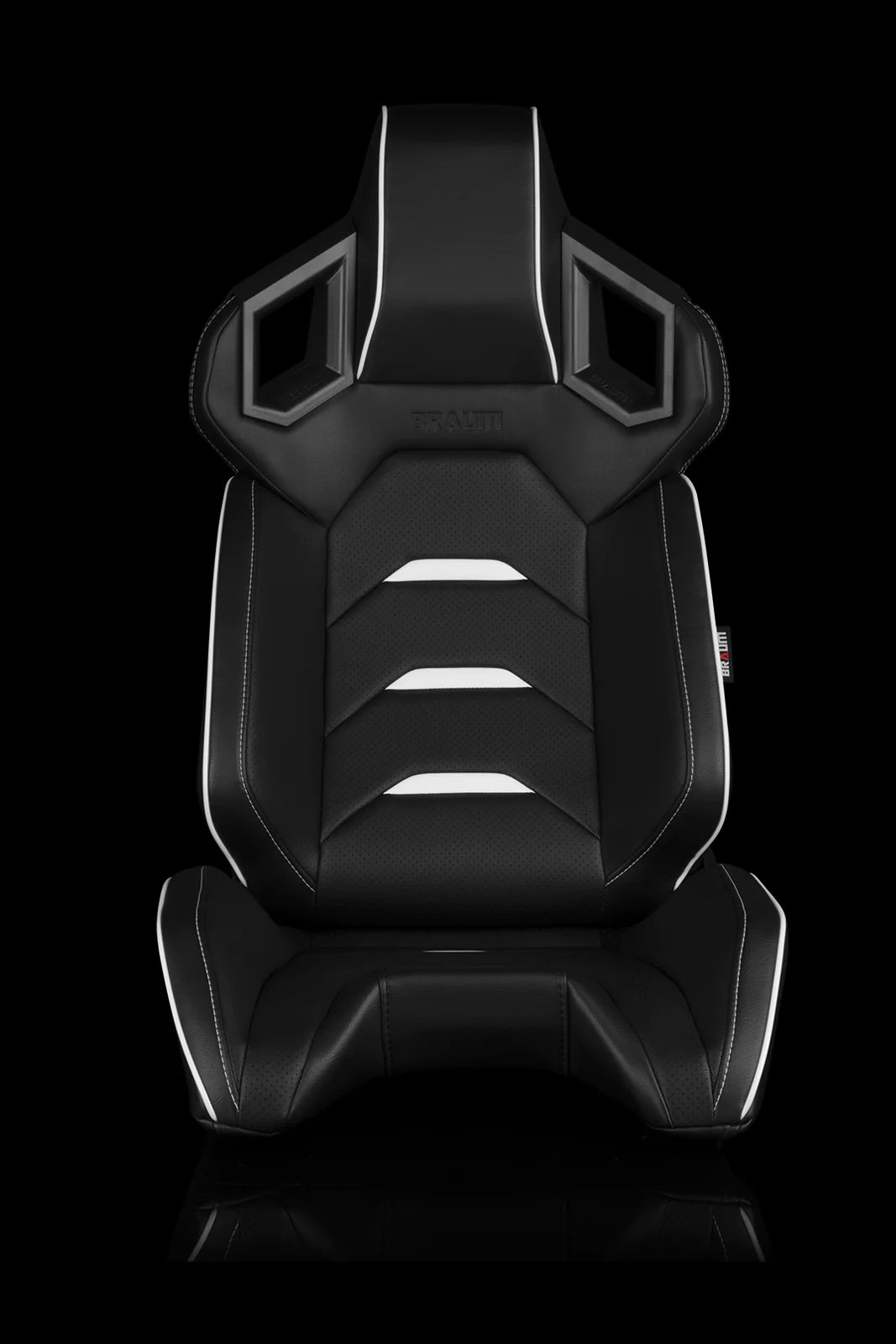 BRAUM ALPHA-X Series Sport Reclinable Seats (Black Leatherette | White Inserts) – Priced Per Pair