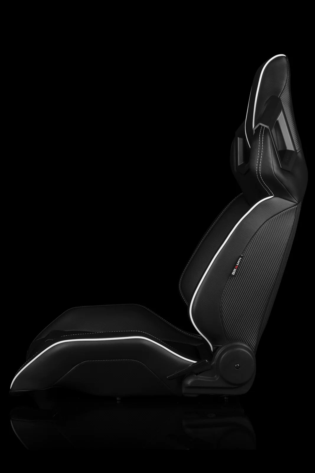BRAUM ALPHA-X Series Sport Reclinable Seats (Black Leatherette | White Inserts) – Priced Per Pair