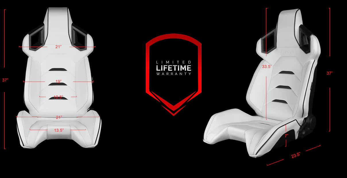 BRAUM ALPHA-X Series Sport Reclinable Seats (White Leatherette | Black Inserts) – Priced Per Pair