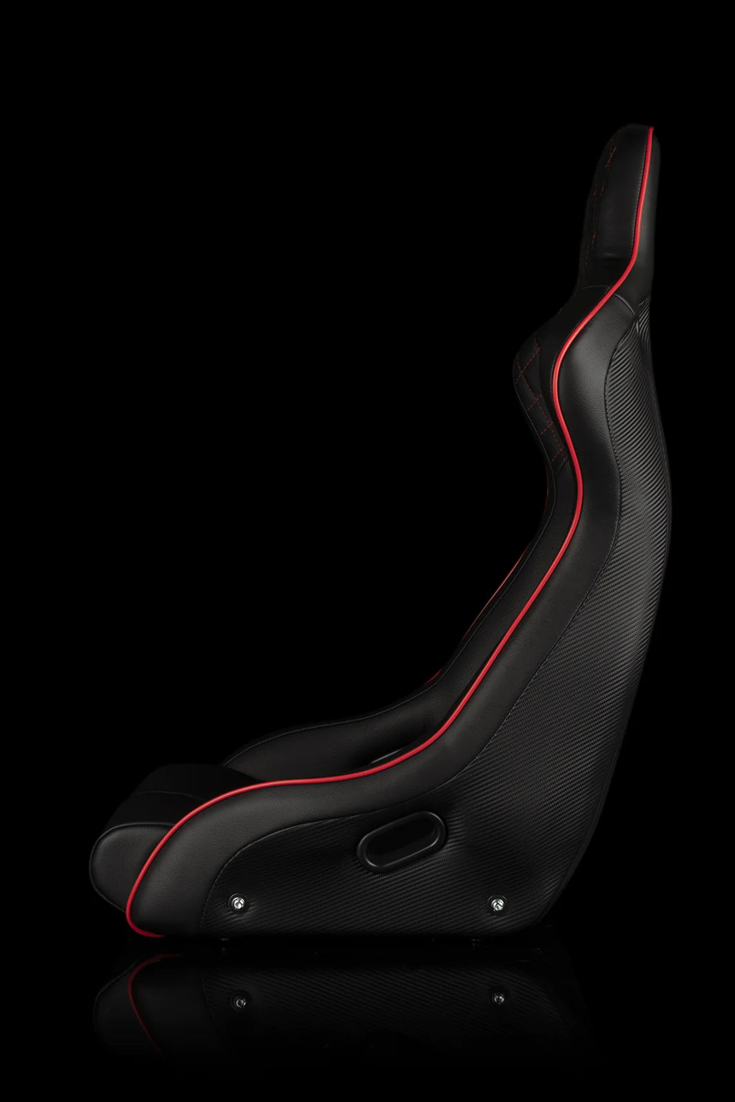 BRAUM VENOM-X Fixed Back Bucket Seat (Black Leatherette | Diamond | Red Trim) - Priced Per Seat