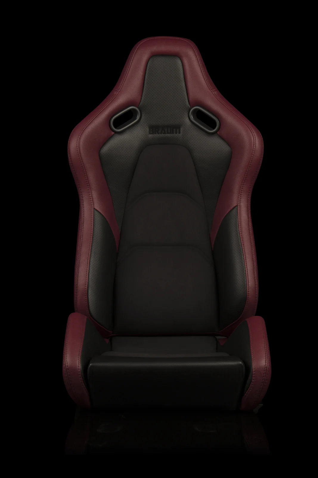 BRAUM FALCON-S Series Reclinable Composite Seats Maroon Leatherette | Alcantara Inserts | Black Stitching) – Priced Per Pair
