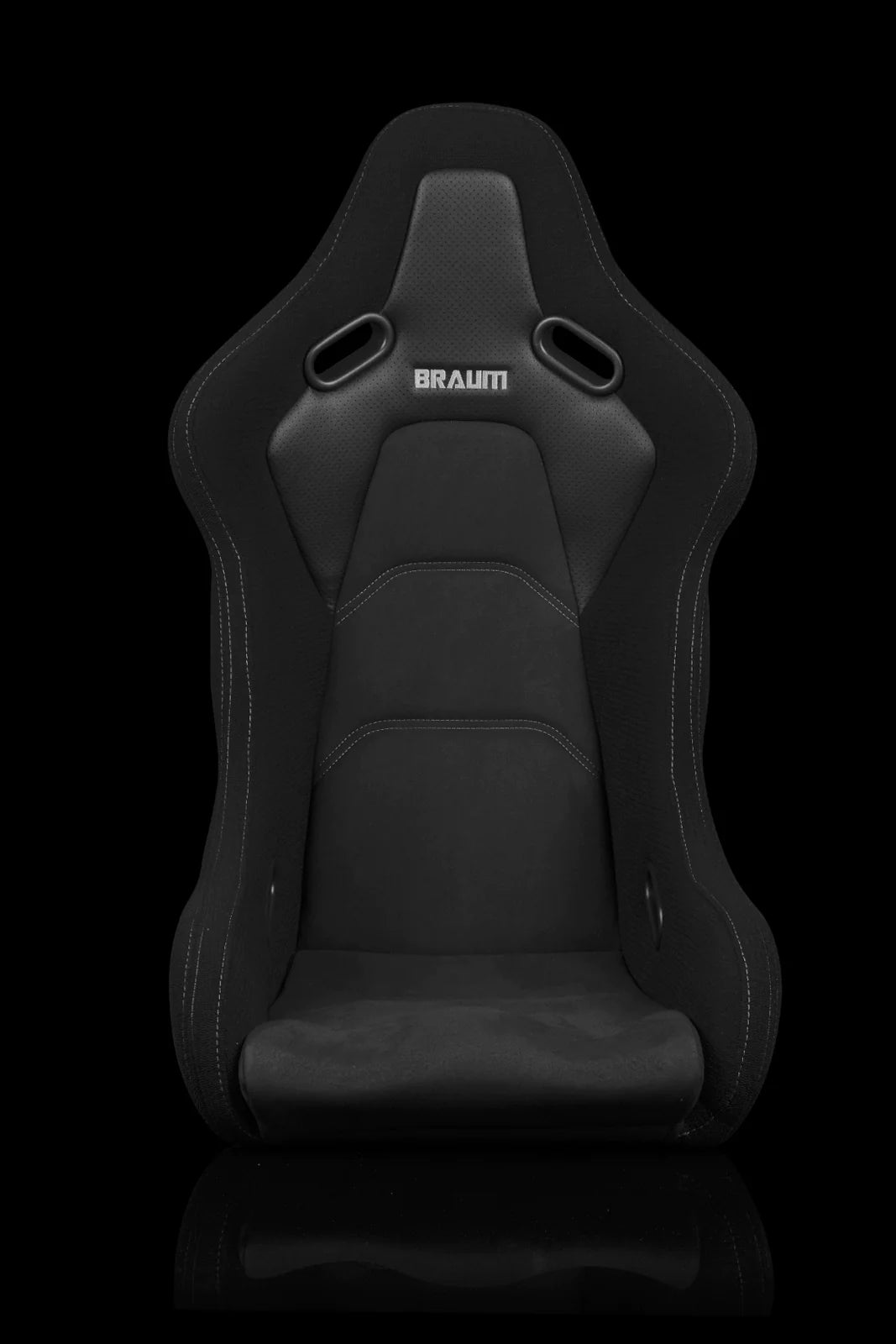 BRAUM FALCON-S Series Fixed Back Bucket Composite Seat (Black Cloth | Alcantara Inserts | Grey Stitching) - Priced Per Seat