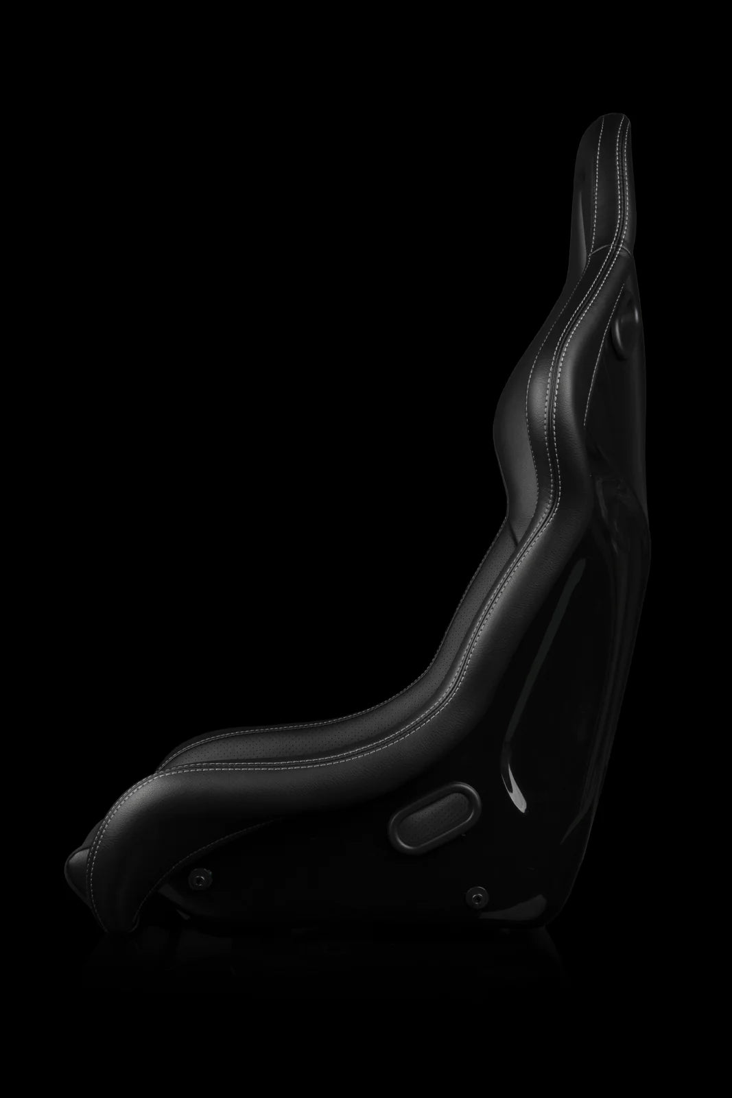 BRAUM FALCON-S Series Fixed Back Bucket Composite Seat (Black Leatherette | Alcantara Inserts | White Stitching) - Priced Per Seat