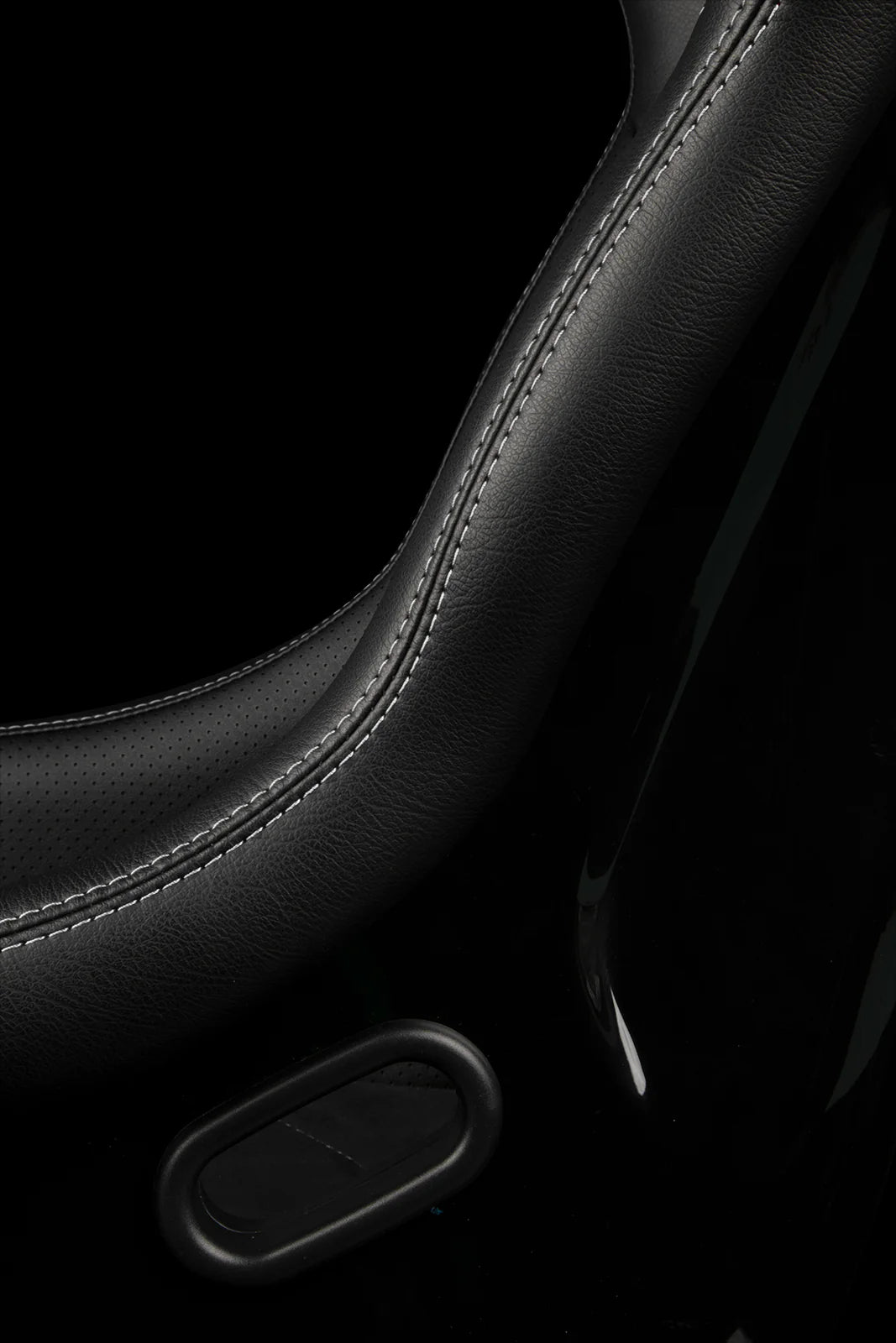 BRAUM FALCON-S Series Fixed Back Bucket Composite Seat (Black Leatherette | Alcantara Inserts | White Stitching) - Priced Per Seat