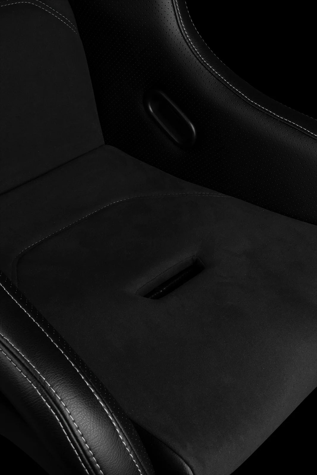 BRAUM FALCON-S Series Fixed Back Bucket Composite Seat (Black Leatherette | Alcantara Inserts | White Stitching) - Priced Per Seat