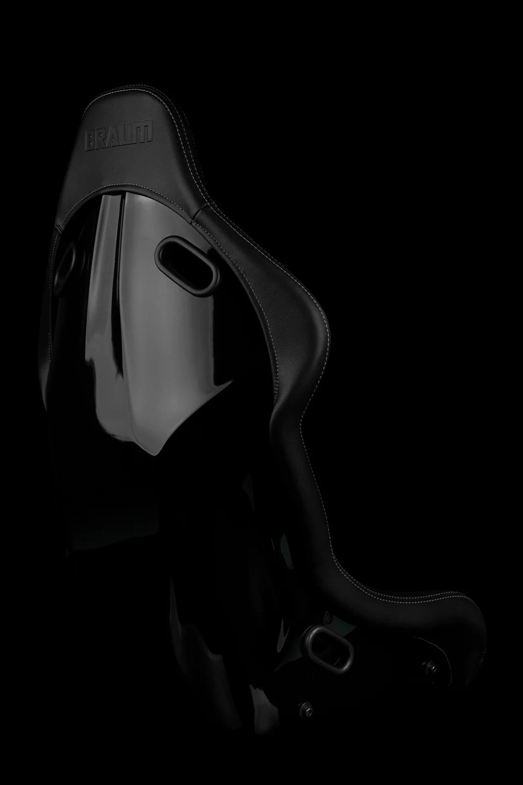 BRAUM FALCON-S Series Fixed Back Bucket Composite Seat (Black Leatherette | Alcantara Inserts | White Stitching) - Priced Per Seat