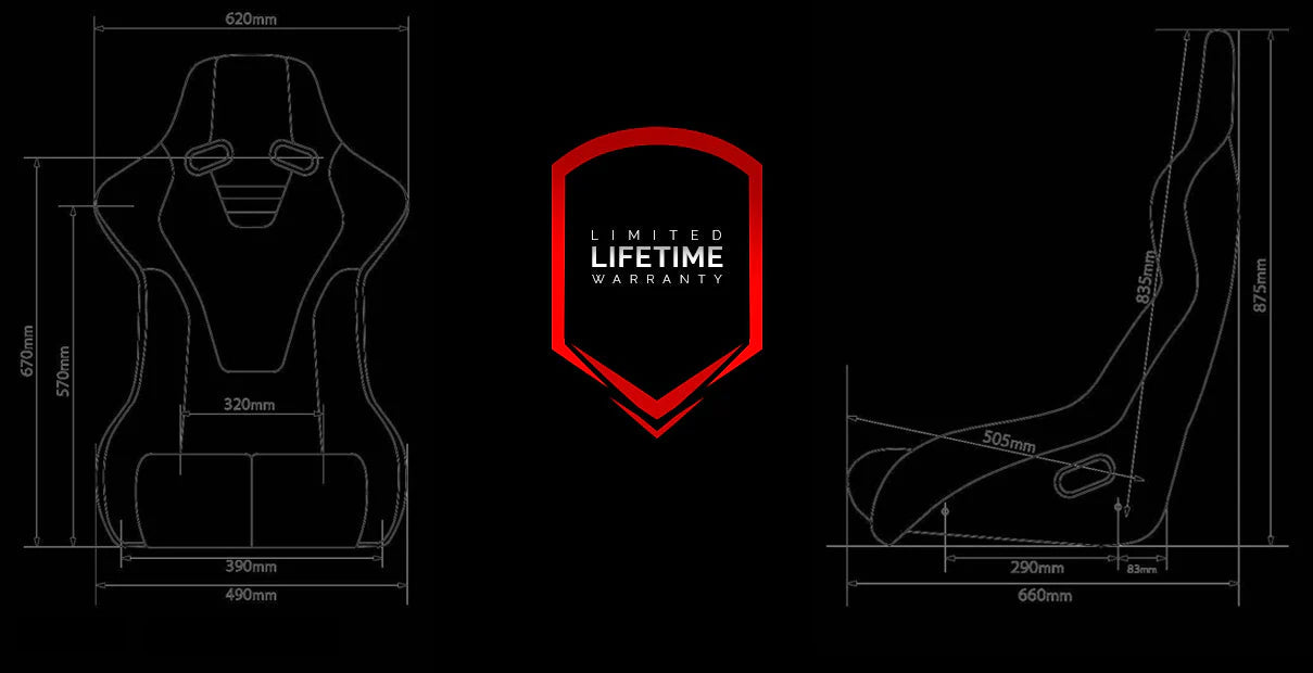 BRAUM FALCON-R Series Fixed Back Bucket Composite Seat Black | Red Plaid - Priced Per Seat