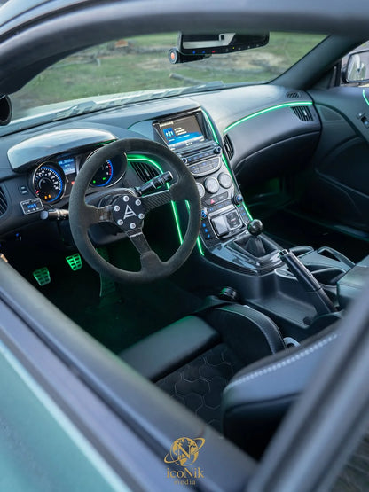 BRAUM ORUE-S Series Sport Reclinable Seats (Black Leatherette | Honeycomb Alcantara | White Stitching) - Priced Per Pair