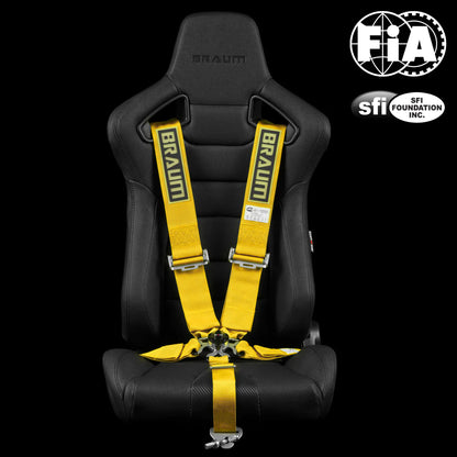 BRAUM Racing Harnesses 5PT - SFI 16.1 Certified Racing Harness 3" Strap Yellow – Priced Per Harness