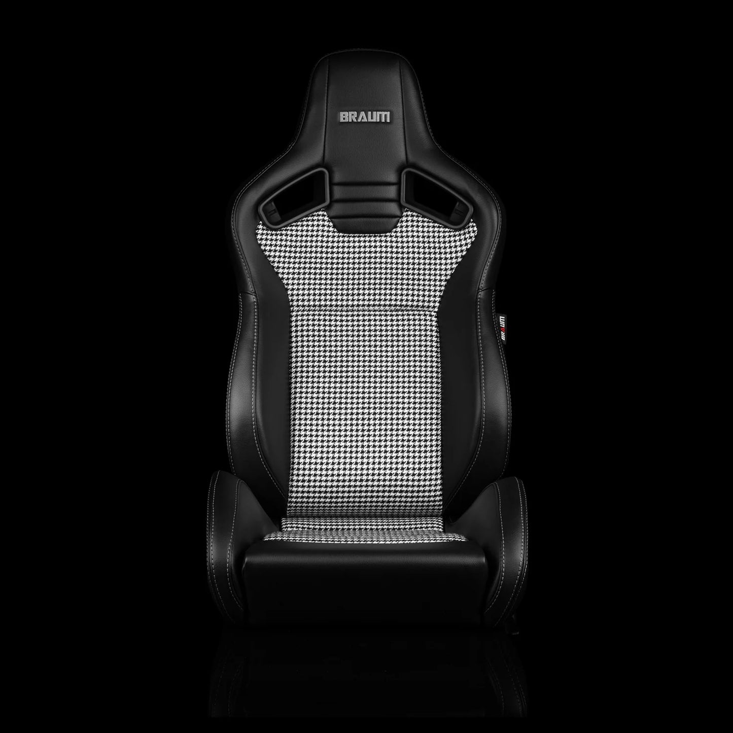 BRAUM ELITE V2 Series Sport Reclinable Seats (Black Leatherette | Houndstooth Fabric) – Priced Per Pair