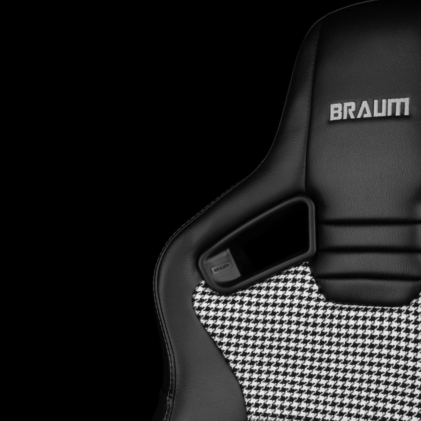 BRAUM ELITE V2 Series Sport Reclinable Seats (Black Leatherette | Houndstooth Fabric) – Priced Per Pair