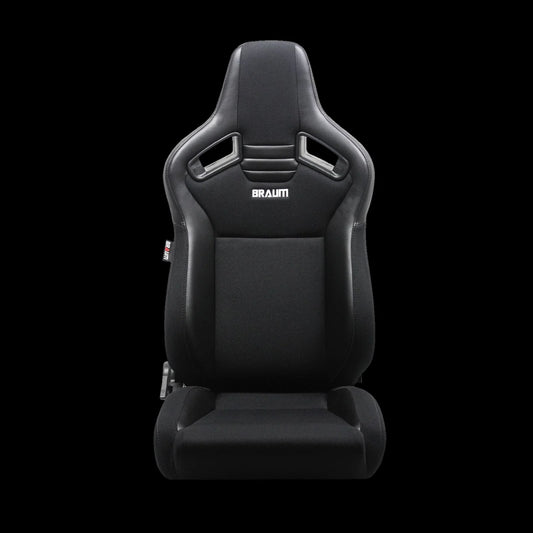 BRAUM ELITE V2 Series Sport Reclinable Seats  (Black Leatherette | Black Polo | Low Bolster Version) - Priced Per Pair