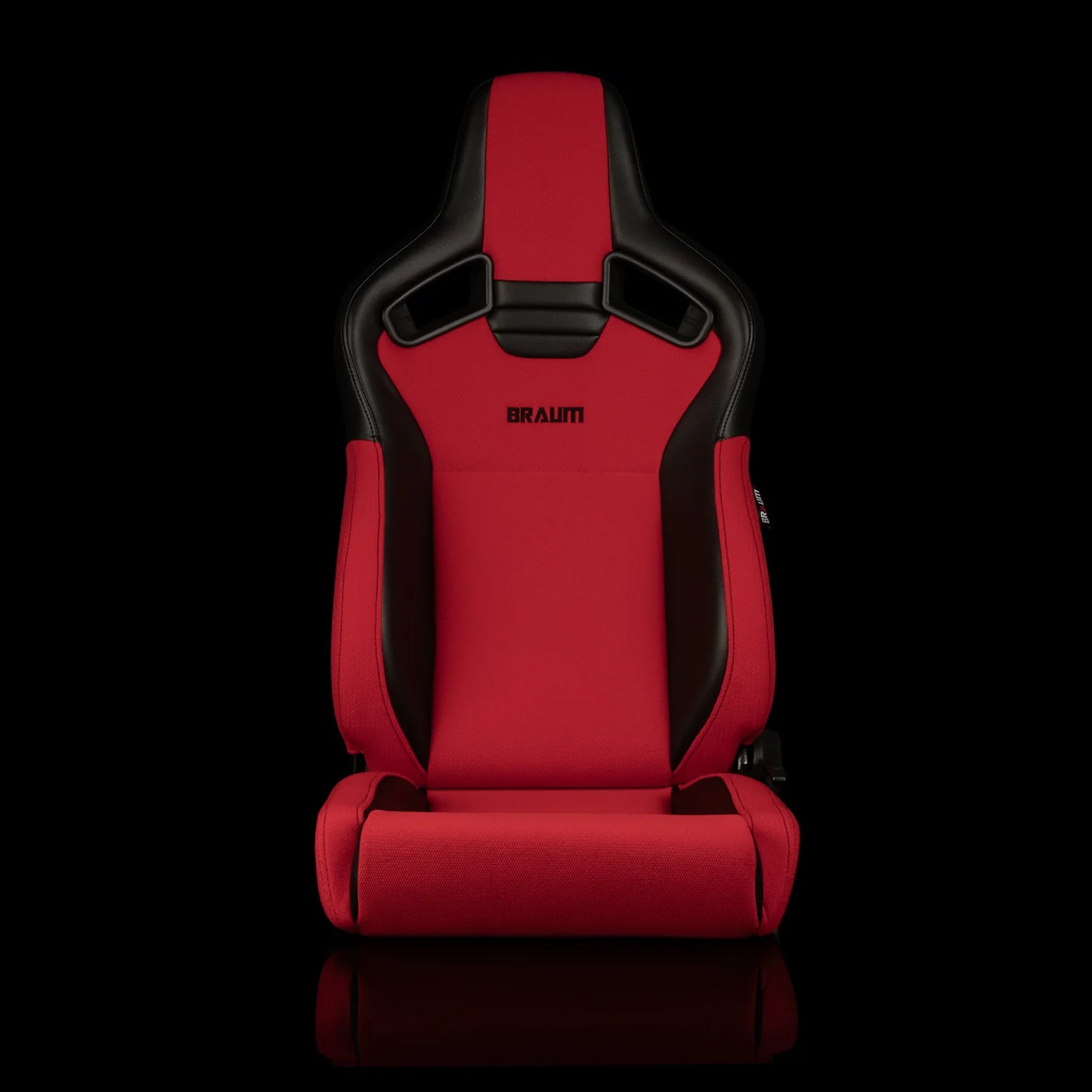 BRAUM ELITE V2 Series Sport Reclinable Seats - (Black Leatherette | Red Jacquard | Low Bolster Version) - Priced Per Pair