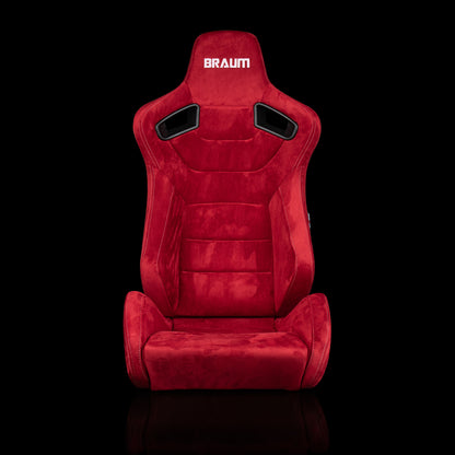 BRAUM ELITE Series Sport Reclinable Seats (Red Suede | White Stitching) - Priced Per Pair