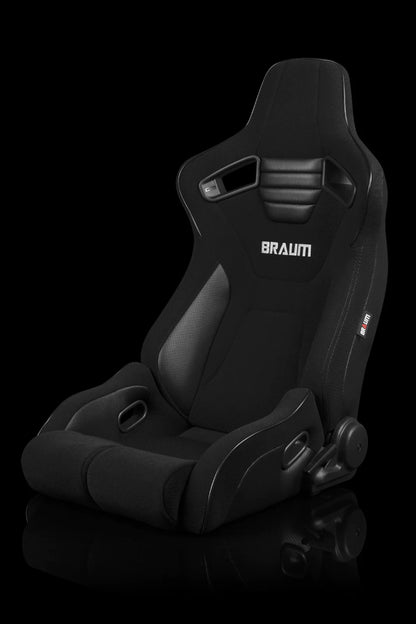 BRAUM ELITE-R Series Sport Reclinable Seats (Black Cloth | Black Trim) – Priced Per Pair