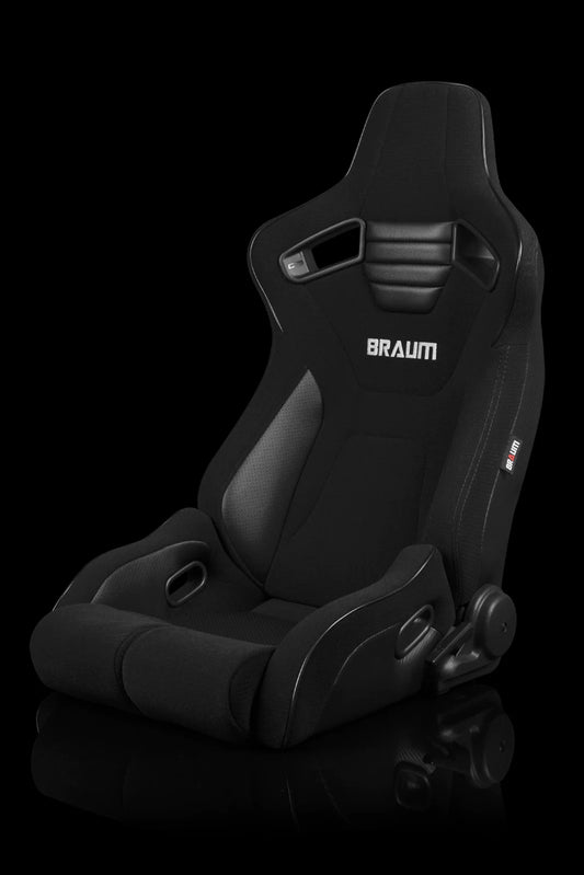 BRAUM ELITE-R Series Sport Reclinable Seats (Black Cloth | Black Trim) – Priced Per Pair