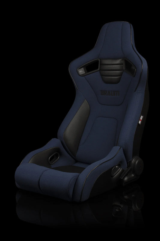 BRAUM ELITE-R Series Sport Reclinable Seats (Blue Cloth | Black Trim) – Priced Per Pair