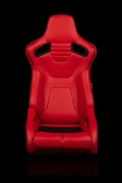 BRAUM ELITE-R Series Sport Reclinable Seats (Red Leatherette | Black Trim) – Priced Per Pair