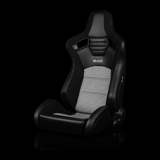 BRAUM ELITE-S Series Sport Reclinable Seats (Black Leatherette | Black Houndstooth) - Priced Per Pair