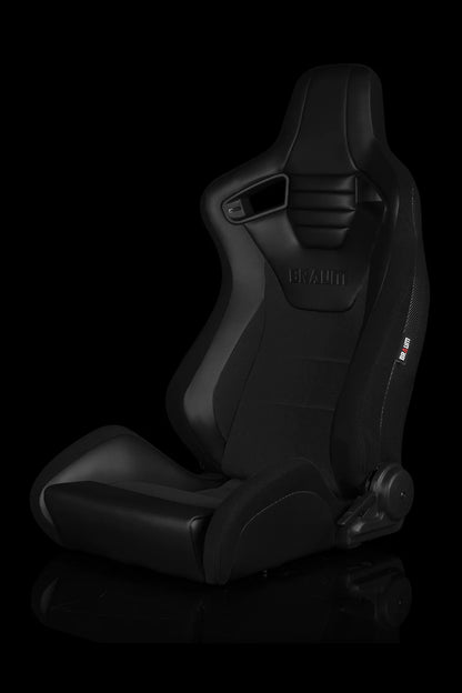 BRAUM ELITE-S Series Sport Reclinable Seats (Black Leatherette | Black Cloth) – Priced Per Pair