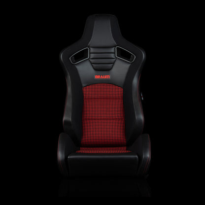 BRAUM ELITE-S Series Sport Reclinable Seats (Black Leatherette | Red Houndstooth) - Priced Per Pair