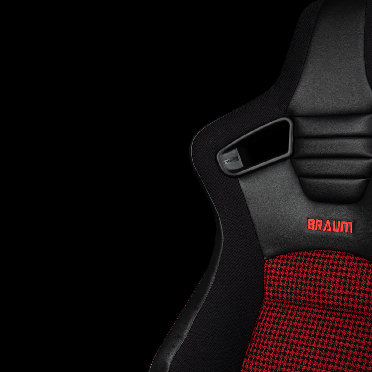 BRAUM ELITE-S Series Sport Reclinable Seats (Black Leatherette | Red Houndstooth) - Priced Per Pair