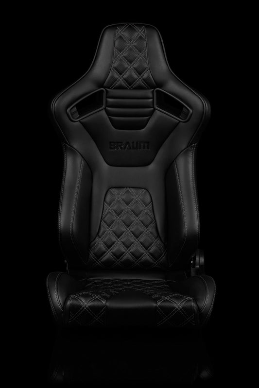 BRAUM ELITE-X Series Sport Reclinable Seats (Black Leatherette | Diamond Edition | Black Trim) – Priced Per Pair