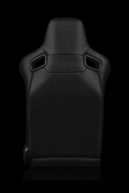 BRAUM ELITE-X Series Sport Reclinable Seats (Black Leatherette | Black Stitching) – Priced Per Pair