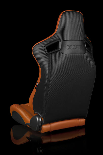 BRAUM ELITE-X Series Sport Reclinable Seats (British Tan Leatherette | Black Stitching) – Priced Per Pair