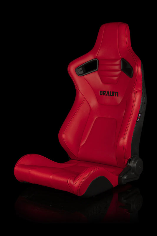 BRAUM ELITE-X Series Sport Reclinable Seats (Red Leatherette | Black Stitching) – Priced Per Pair