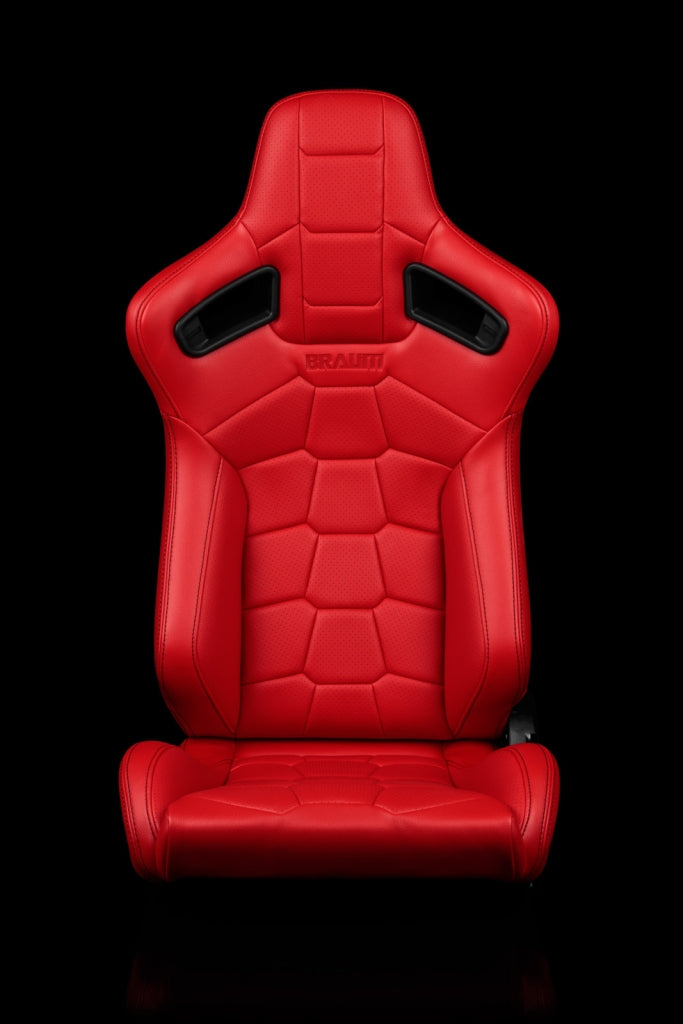BRAUM ELITE-X Series Sport Reclinable Seats (Red Leatherette | Komodo Edition) – Priced Per Pair