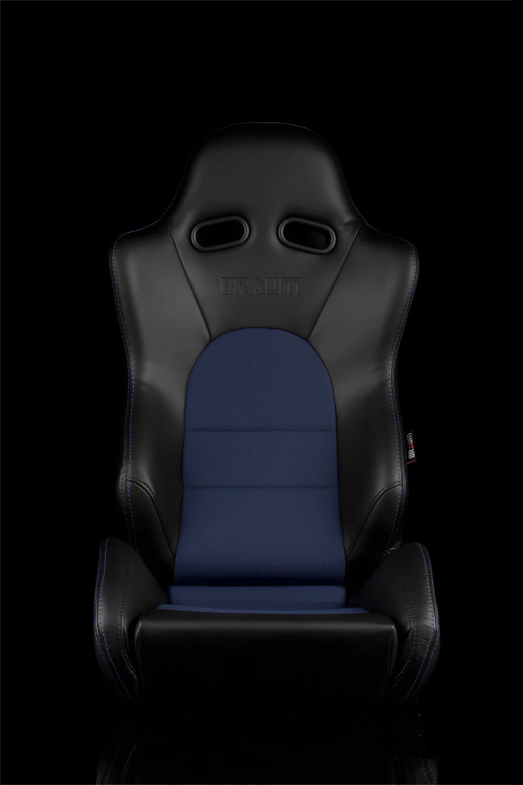 BRAUM ADVAN Series Sport Reclinable Seats (Black Leatherette | Blue Cloth) – Priced Per Pair