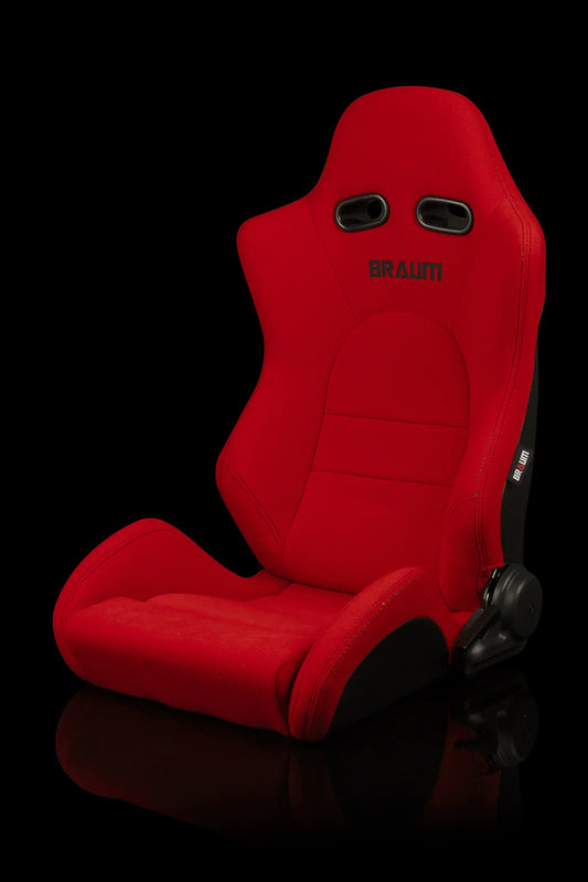 BRAUM ADVAN Series Sport Reclinable Seats (Red Cloth | Black Stitching) – Priced Per Pair