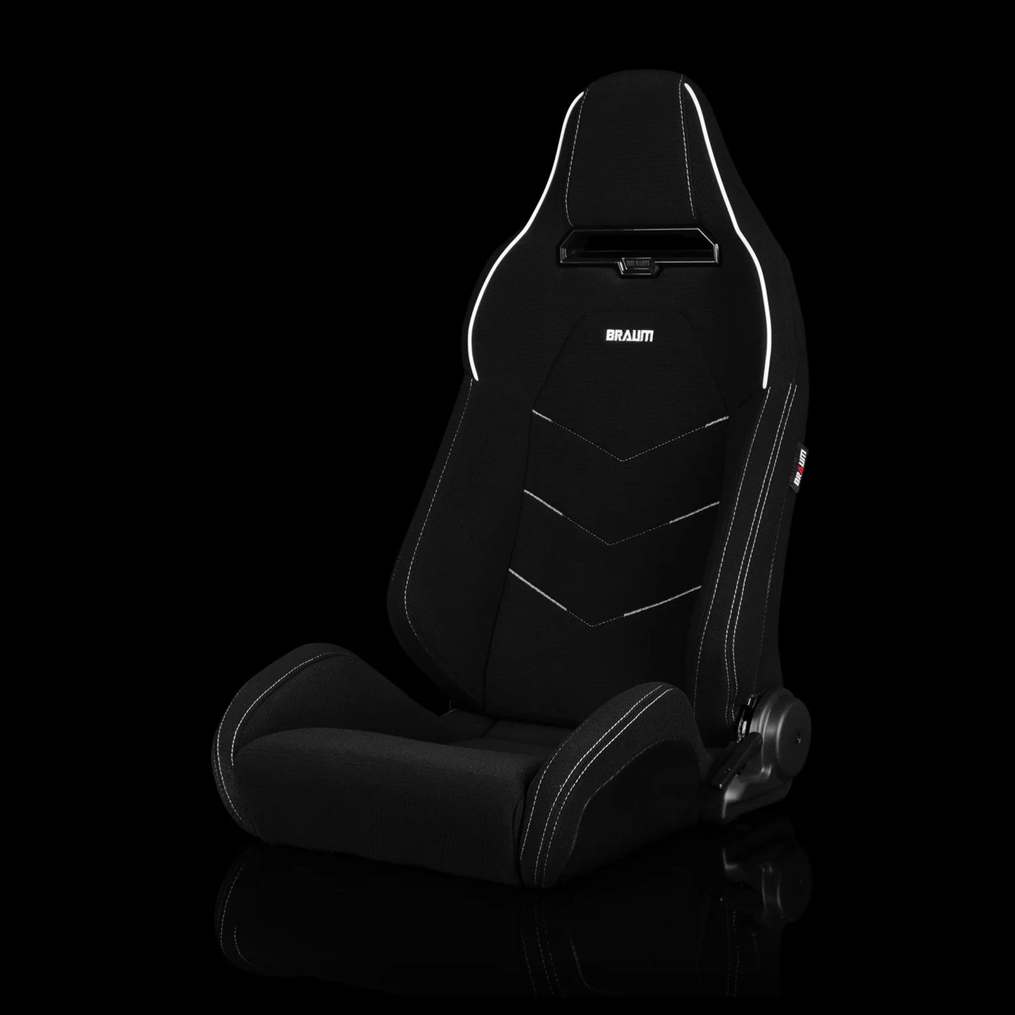BRAUM VIPER-X Series Sport Reclinable Seats (Black Jacquard | White Piping) – Priced Per Pair